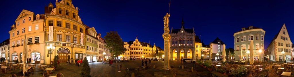 Erfurter Fischmarkt in der Nacht