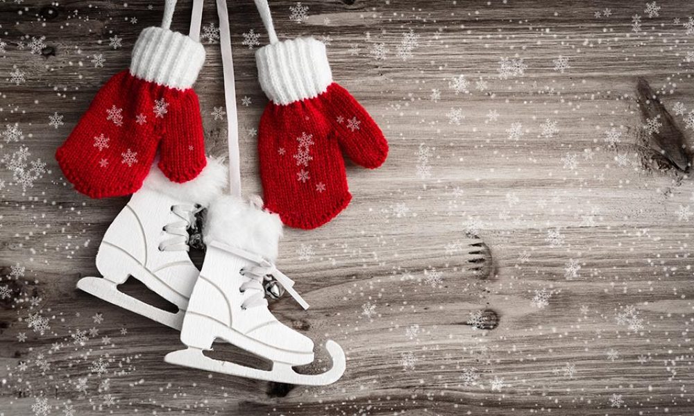 Schlittschuhe und handschuhe