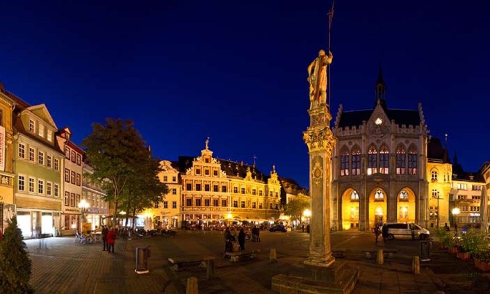 Erfurter Fischmarkt in der Nacht